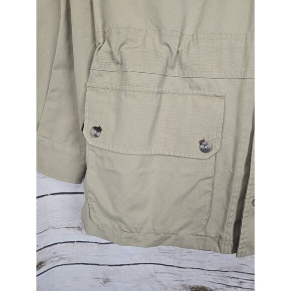 Travelsmith Beige Safari Jacket Mens M Utility Field Cargo Pockets Twill Travel - Picture 3 of 9